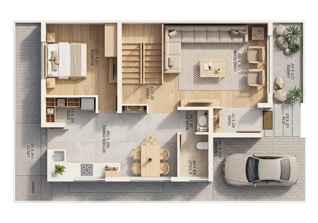 After floorplan render